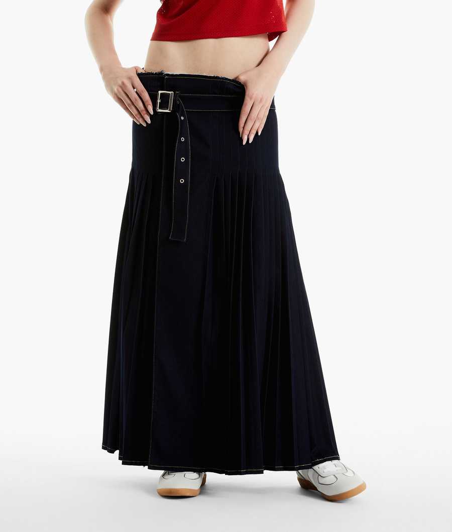 Dark Blue Women's Karl Lagerfeld Karl Lagerfeld X Alled-martinez Kilt Skirts | AE027NKBA