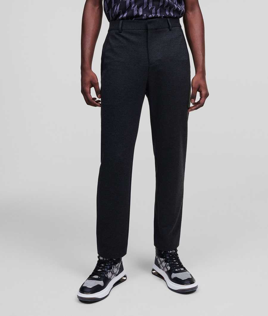 Dark Grey Men's Karl Lagerfeld Tailored Punto Pants | AE798IKLD