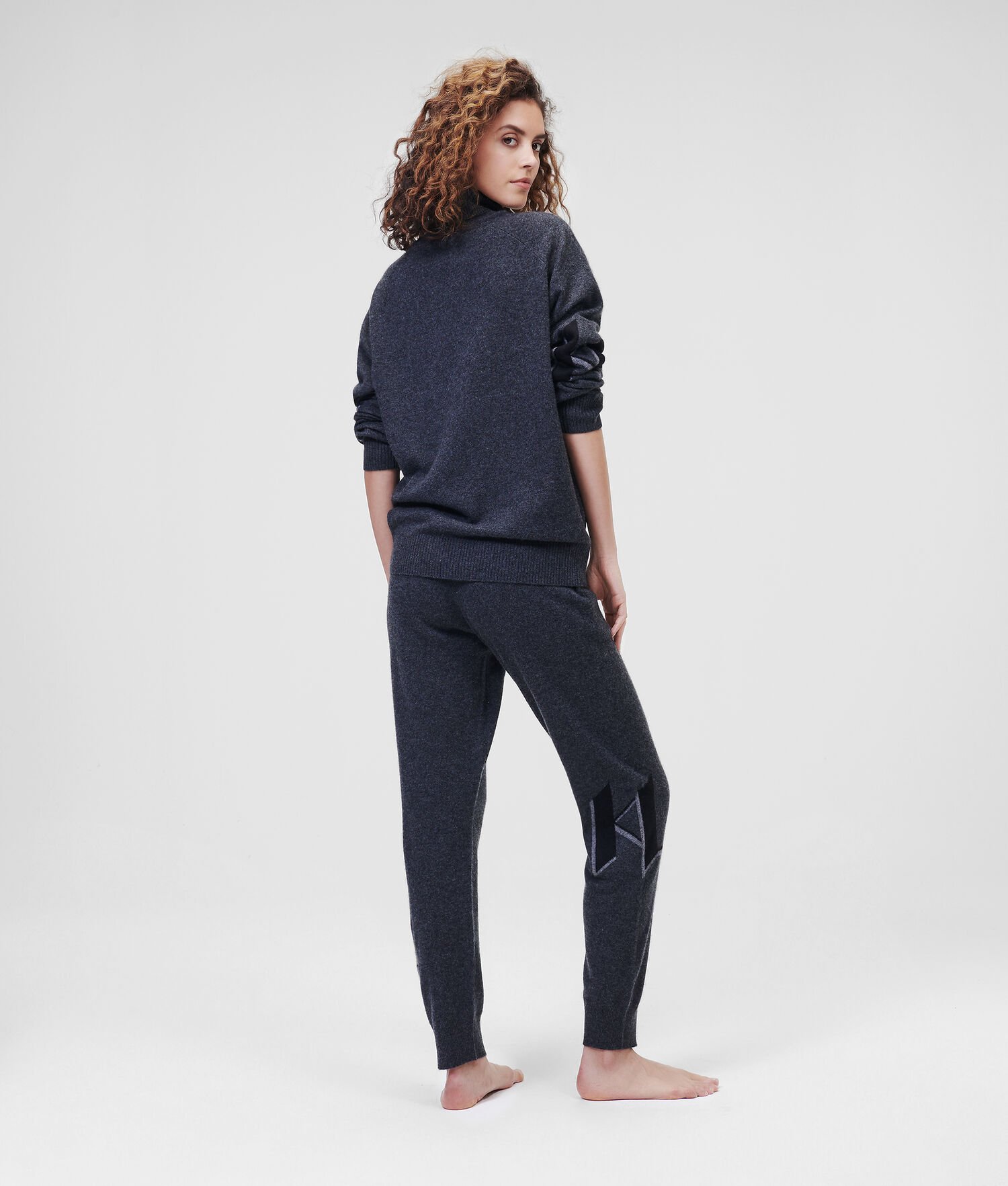 Dark Grey Women's Karl Lagerfeld Cashmere Kl Monogram Turtleneck Loungewear | AE156AWVQ