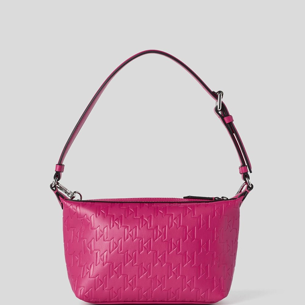 Fuchsia Women's Karl Lagerfeld K/Kushion Monogram-embossed Baguette Bag | AE725XOVH