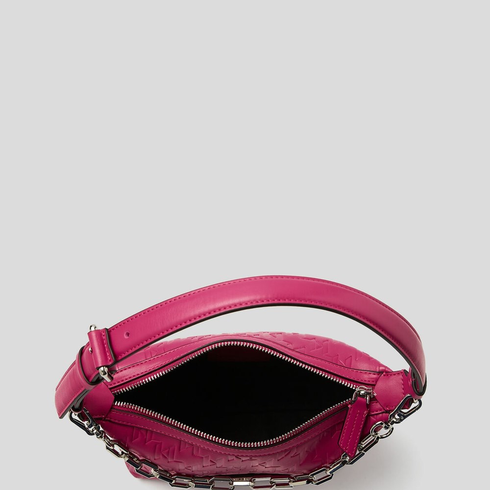 Fuchsia Women's Karl Lagerfeld K/Kushion Monogram-embossed Baguette Bag | AE725XOVH