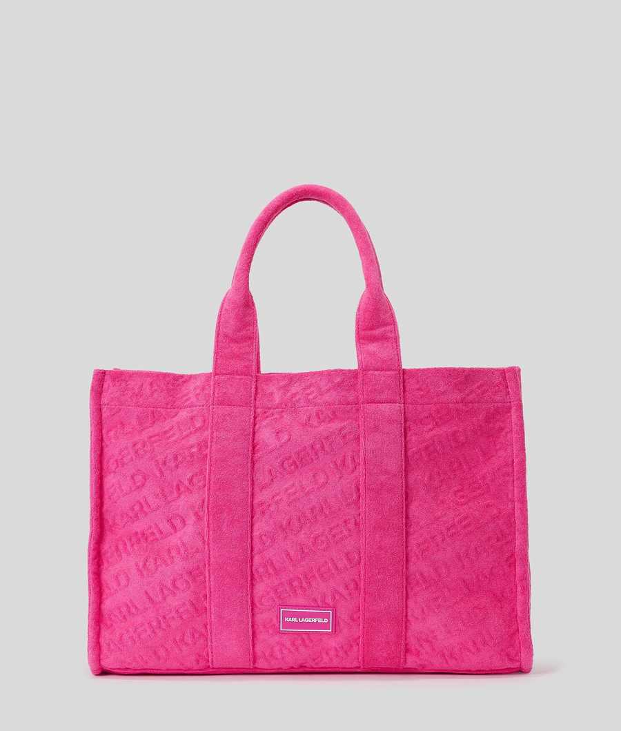 Fuchsia Women's Karl Lagerfeld K/Logo Beach Terry Tote Beachwear | AE470MUET