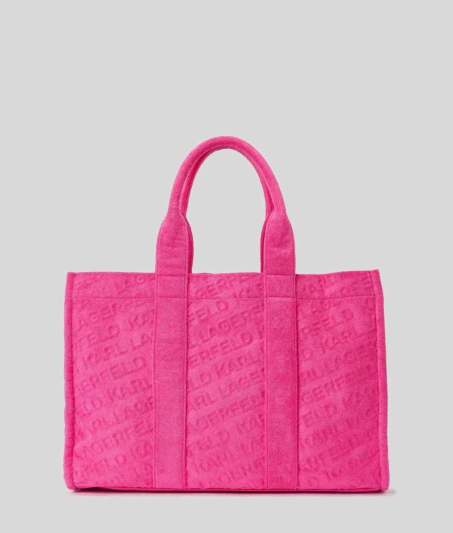 Fuchsia Women's Karl Lagerfeld K/Logo Beach Terry Tote Beachwear | AE470MUET