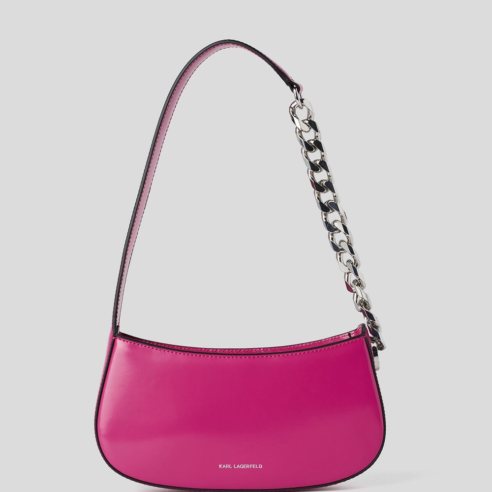 Fuchsia Women's Karl Lagerfeld K/Saddle Monogram-embossed Shoulder Bags | AE596BKPC