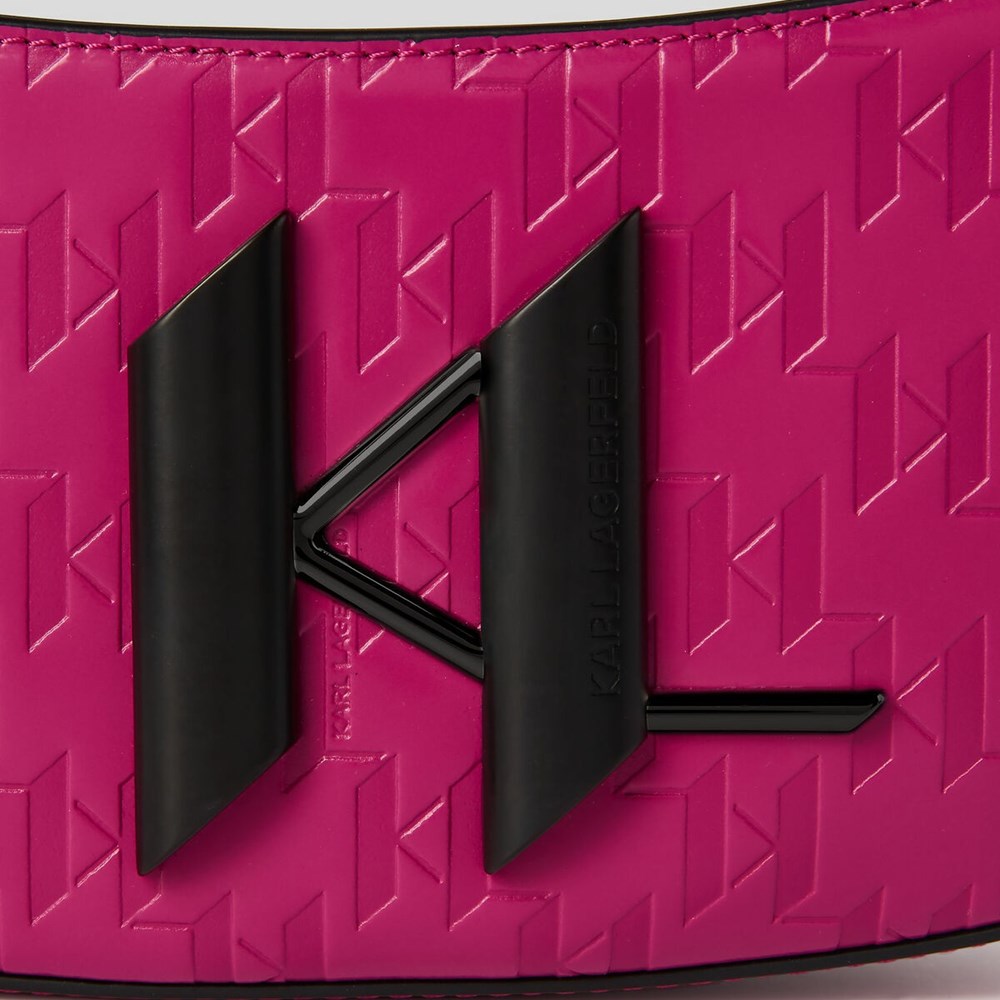 Fuchsia Women's Karl Lagerfeld K/Saddle Monogram-embossed Shoulder Bags | AE596BKPC