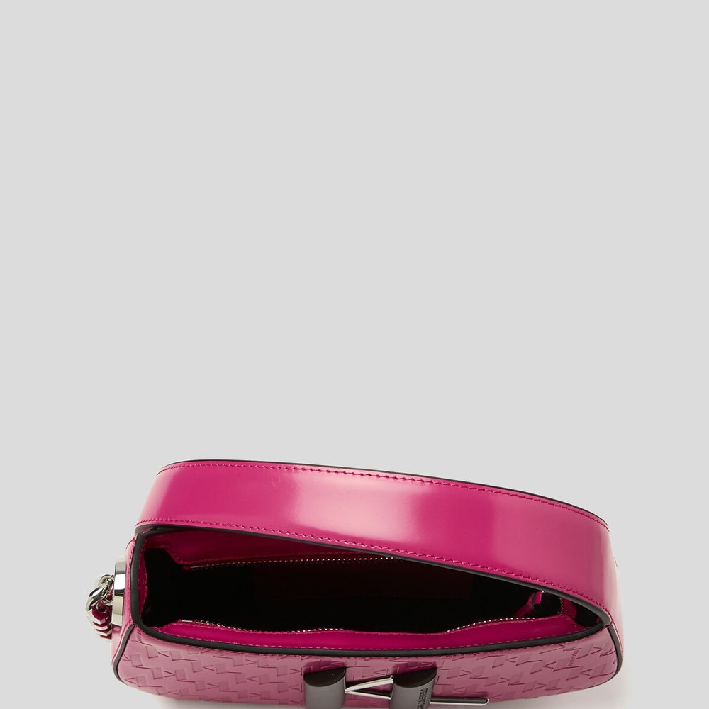 Fuchsia Women's Karl Lagerfeld K/Saddle Monogram-embossed Shoulder Bags | AE596BKPC