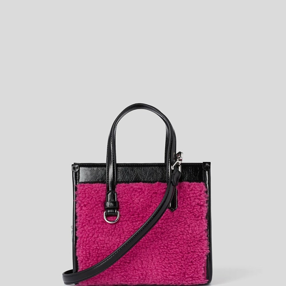 Fuchsia Women's Karl Lagerfeld K/Skuare Small Faux-shearling Tote Bags | AE570ISMA