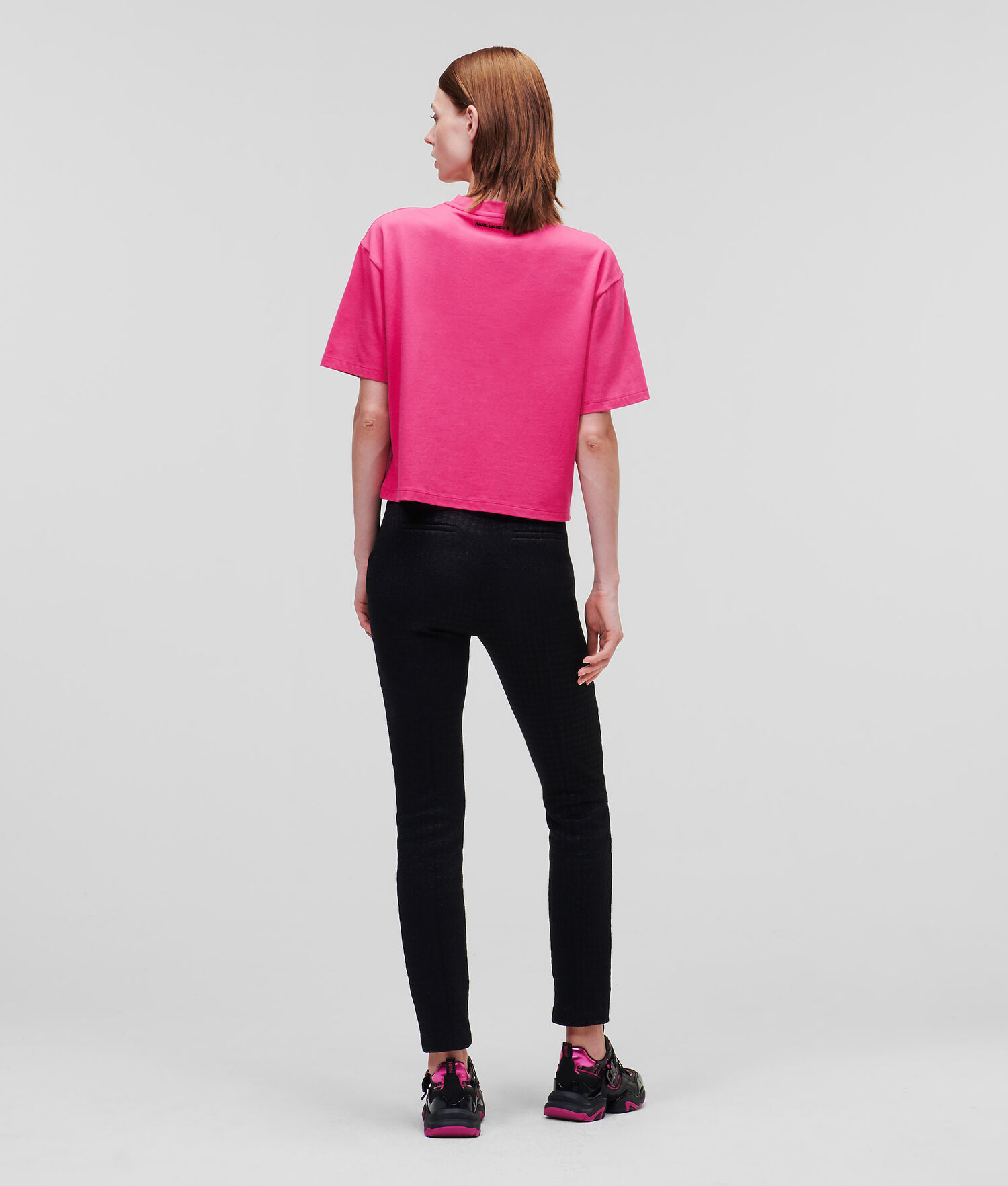 Fuchsia Women's Karl Lagerfeld Karl Signature Hem T-Shirts | AE409AZQP