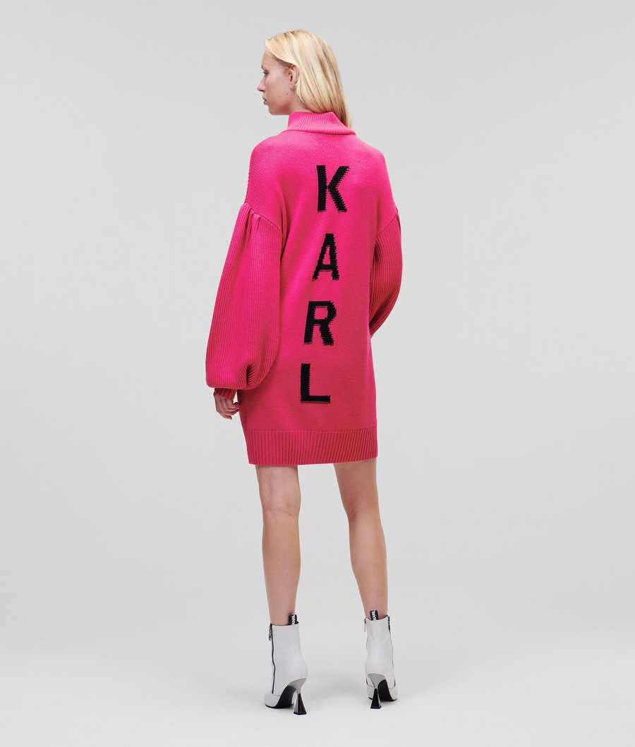 Fuchsia Women's Karl Lagerfeld Longline Knitted Logo Knitwear | AE019SAHN