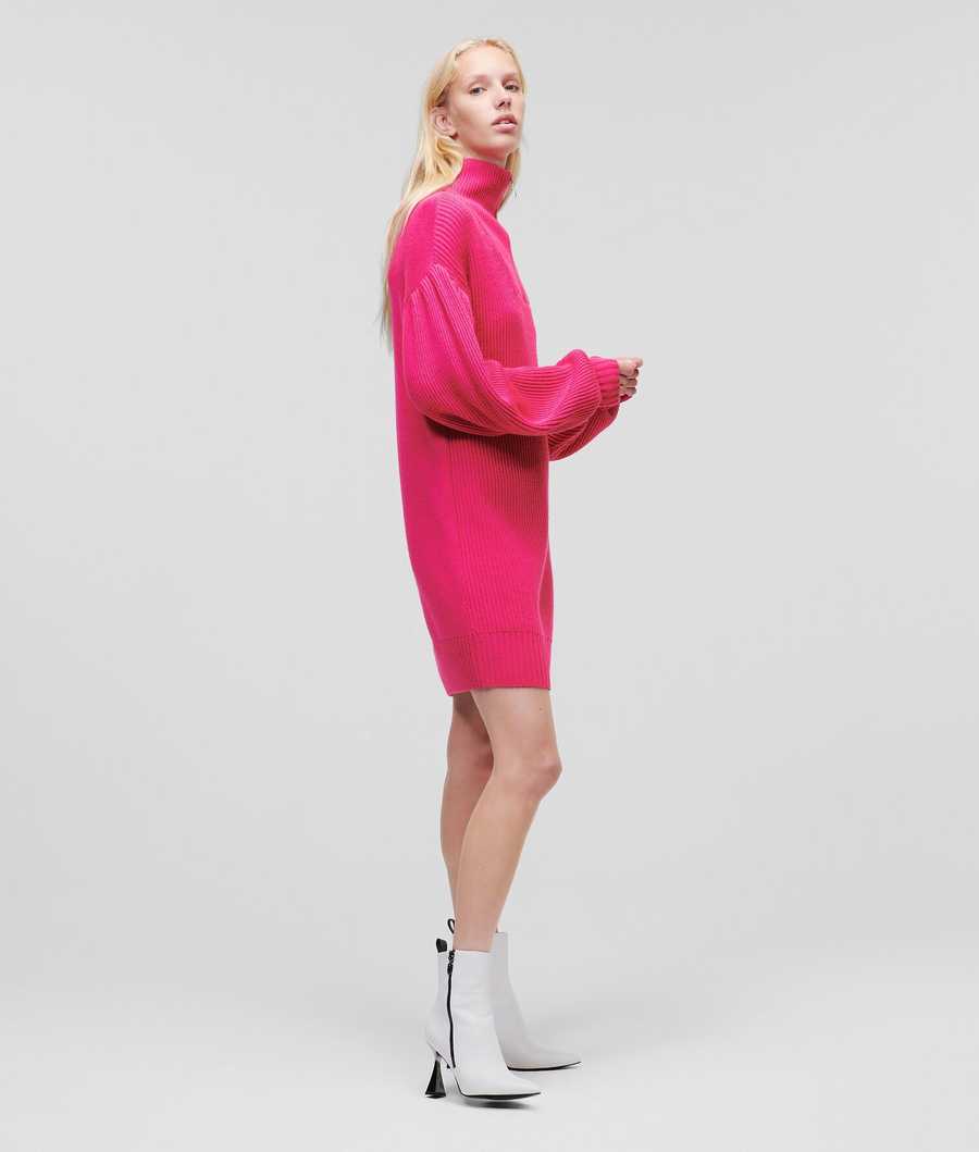 Fuchsia Women's Karl Lagerfeld Longline Knitted Logo Knitwear | AE019SAHN