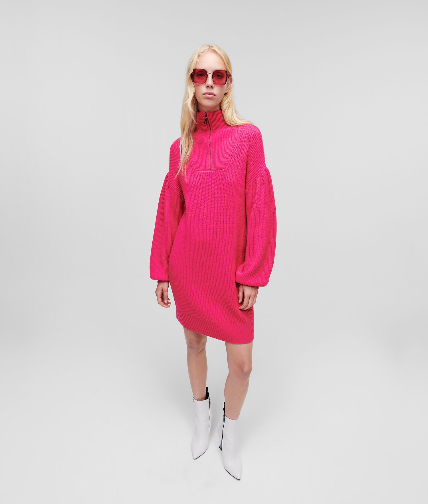 Fuchsia Women's Karl Lagerfeld Longline Knitted Logo Knitwear | AE019SAHN