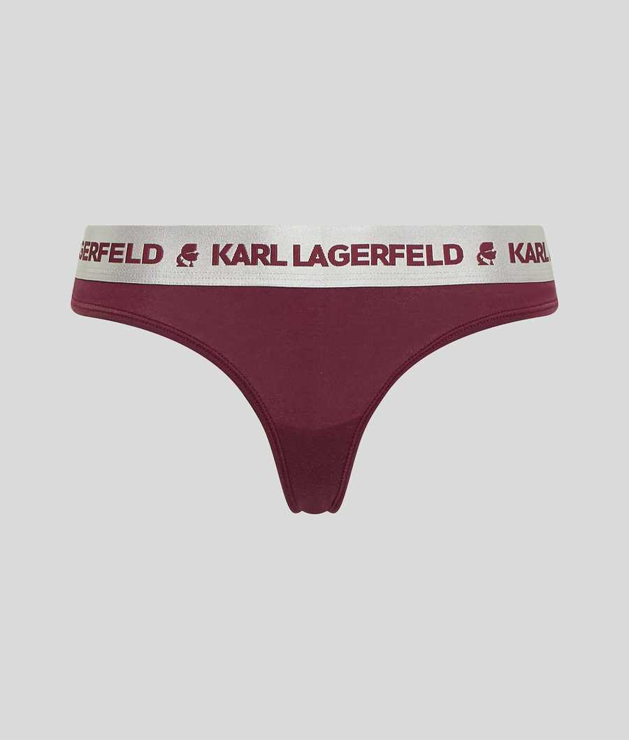 Fuchsia Women\'s Karl Lagerfeld Metallic Logo Thong Underwear | AE246COKG