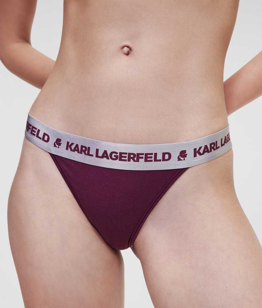 Fuchsia Women's Karl Lagerfeld Metallic Logo Brazilian Briefs Underwear | AE593IBPY