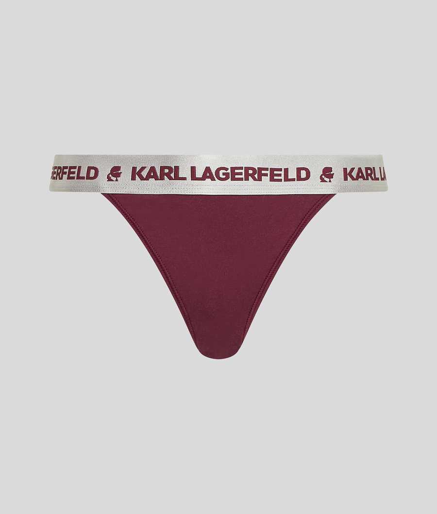 Fuchsia Women\'s Karl Lagerfeld Metallic Logo Brazilian Briefs Underwear | AE593IBPY