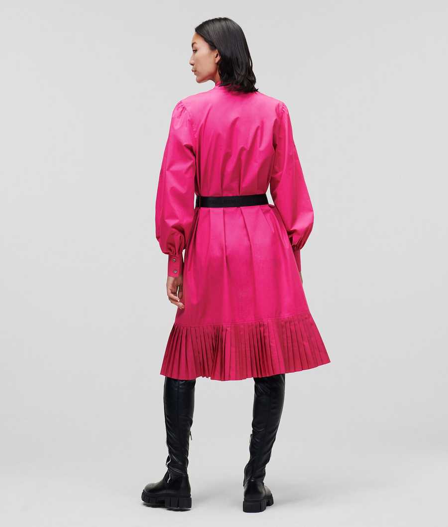 Fuchsia Women's Karl Lagerfeld Pleated Hem Dresses | AE531KWXR