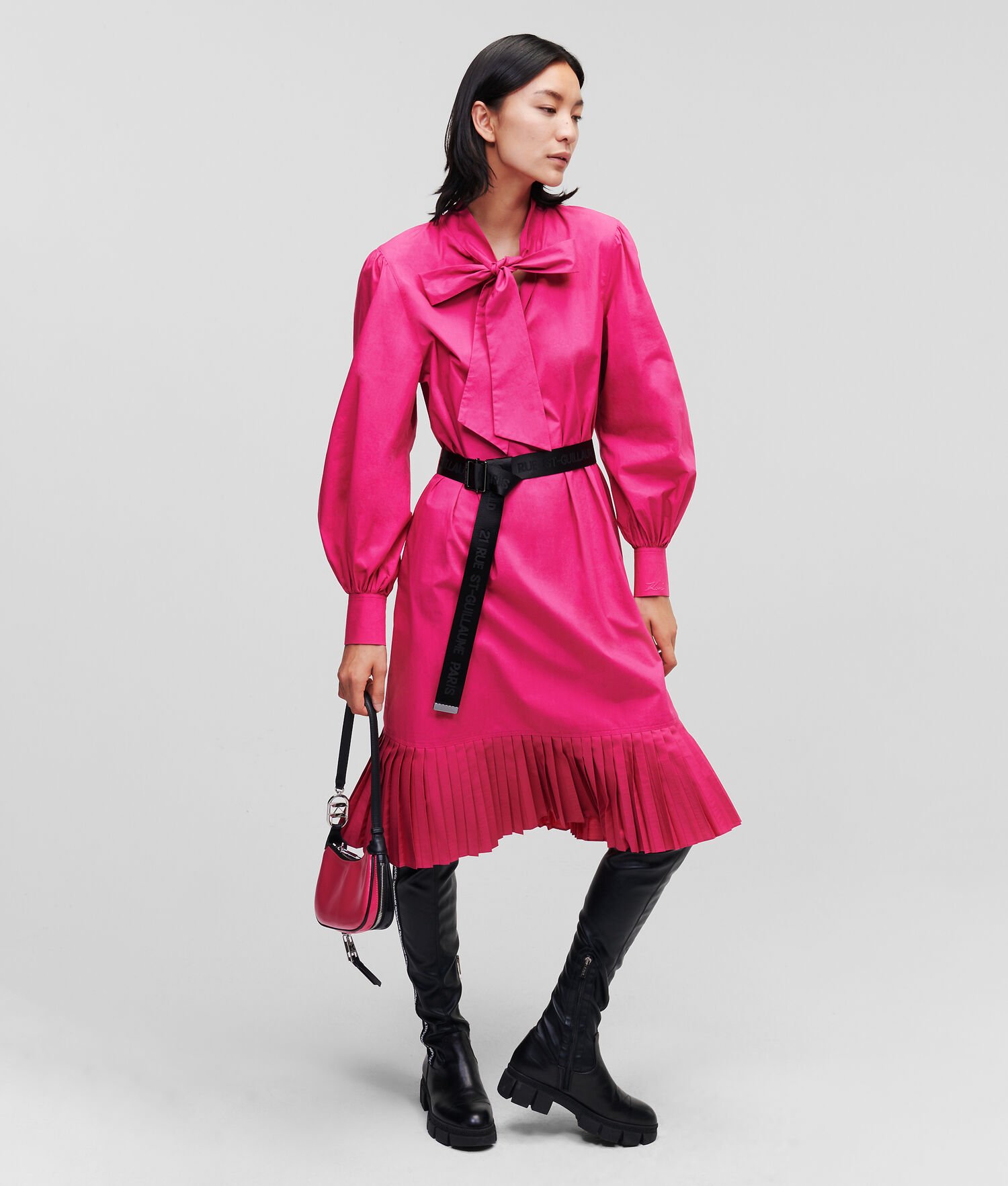 Fuchsia Women's Karl Lagerfeld Pleated Hem Dresses | AE531KWXR