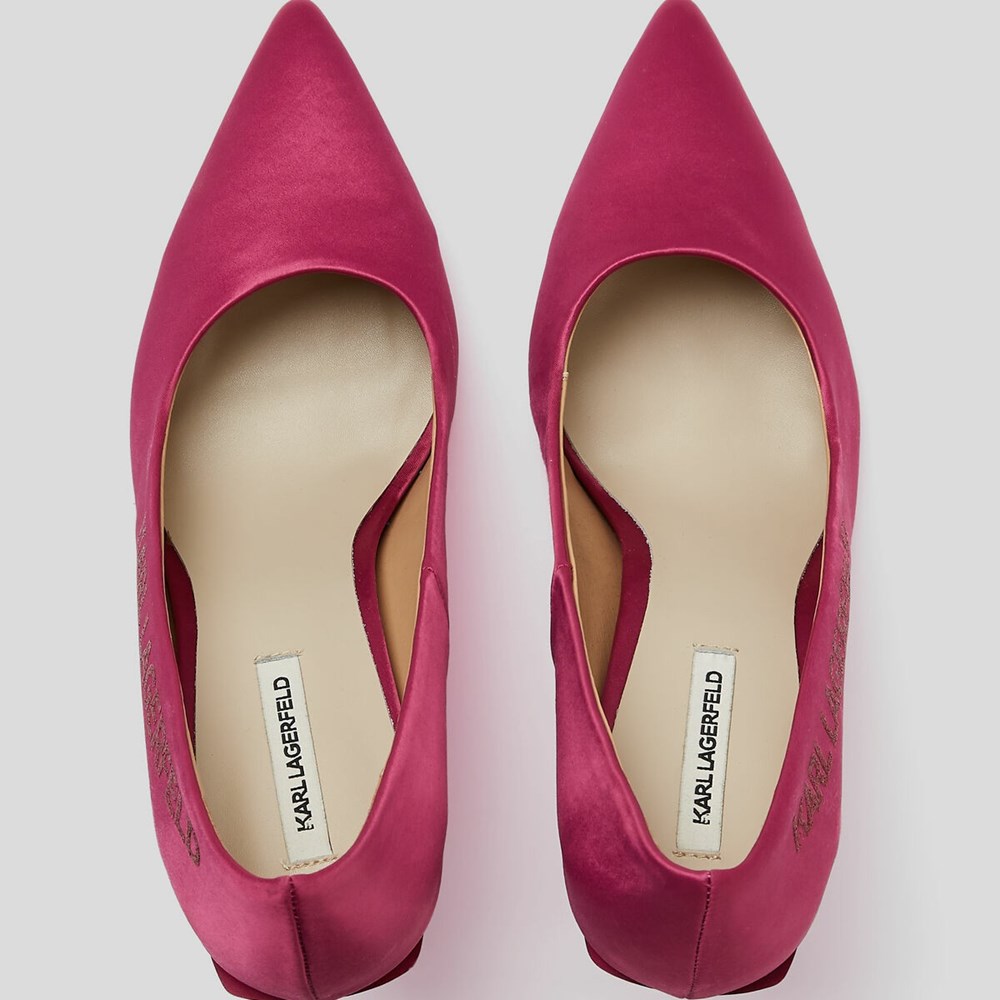 Fuchsia Women's Karl Lagerfeld Sarabande Karl Tape Court Shoes High Heels | AE894FHAZ