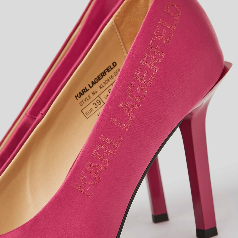 Fuchsia Women's Karl Lagerfeld Sarabande Karl Tape Court Shoes High Heels | AE894FHAZ