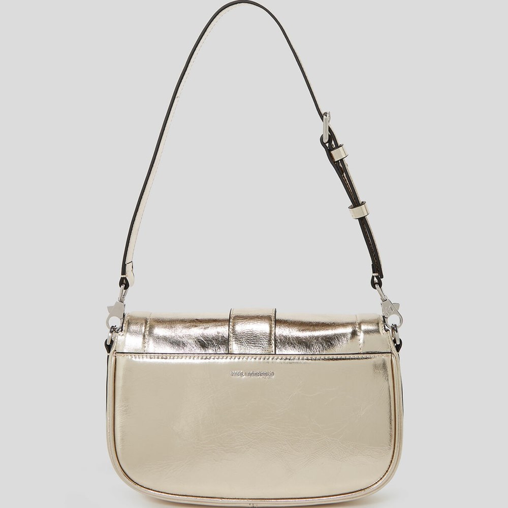 Gold Women's Karl Lagerfeld K/Saddle Metallic Baguette Bag | AE240NWES