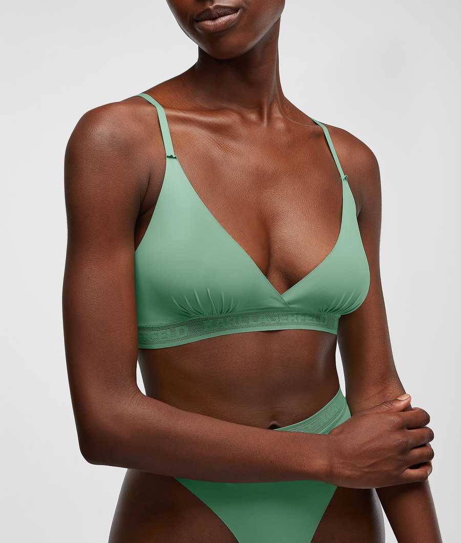 Green Women's Karl Lagerfeld Ultra-light Karl Logo Triangle Bra Underwear | AE194DIEM