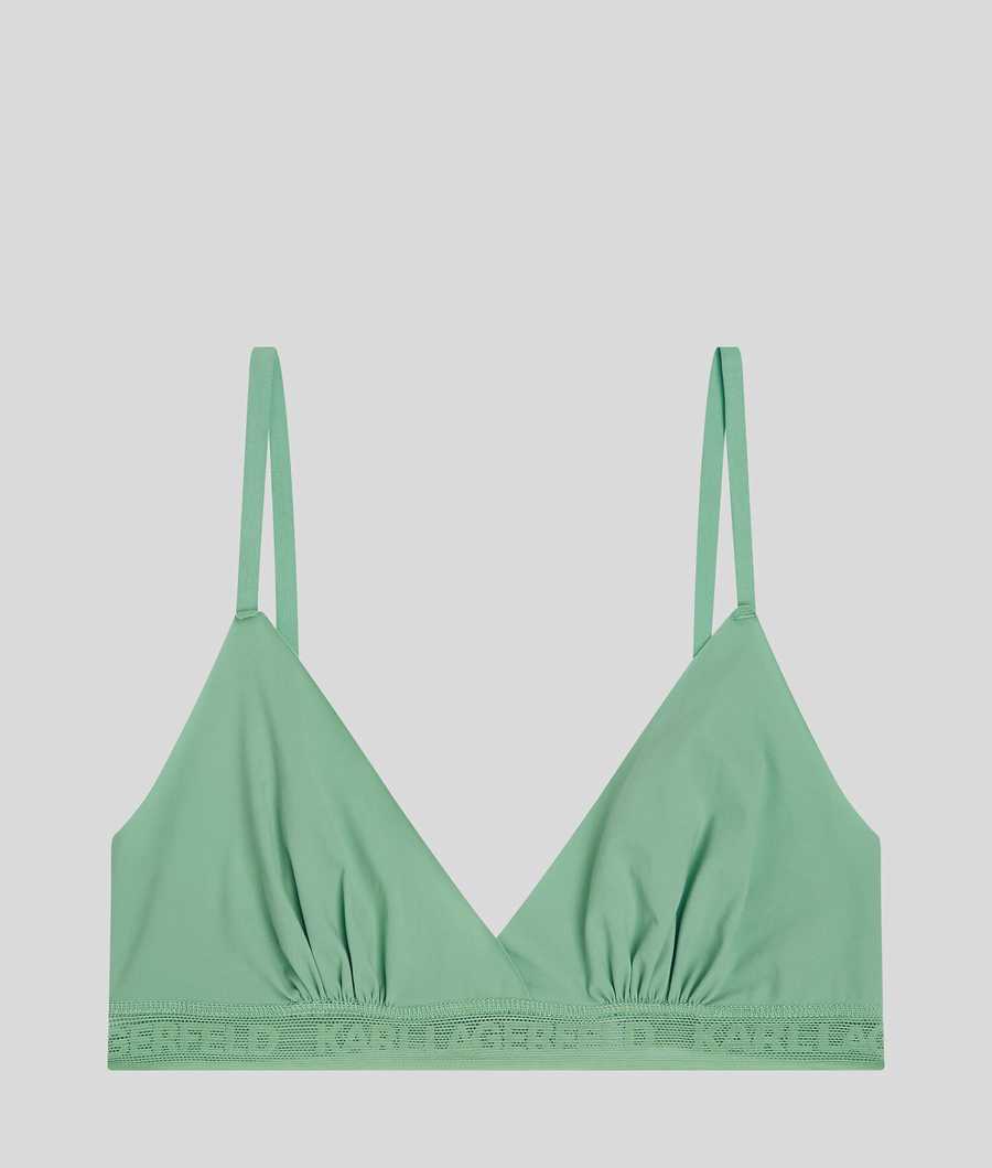 Green Women\'s Karl Lagerfeld Ultra-light Karl Logo Triangle Bra Underwear | AE194DIEM