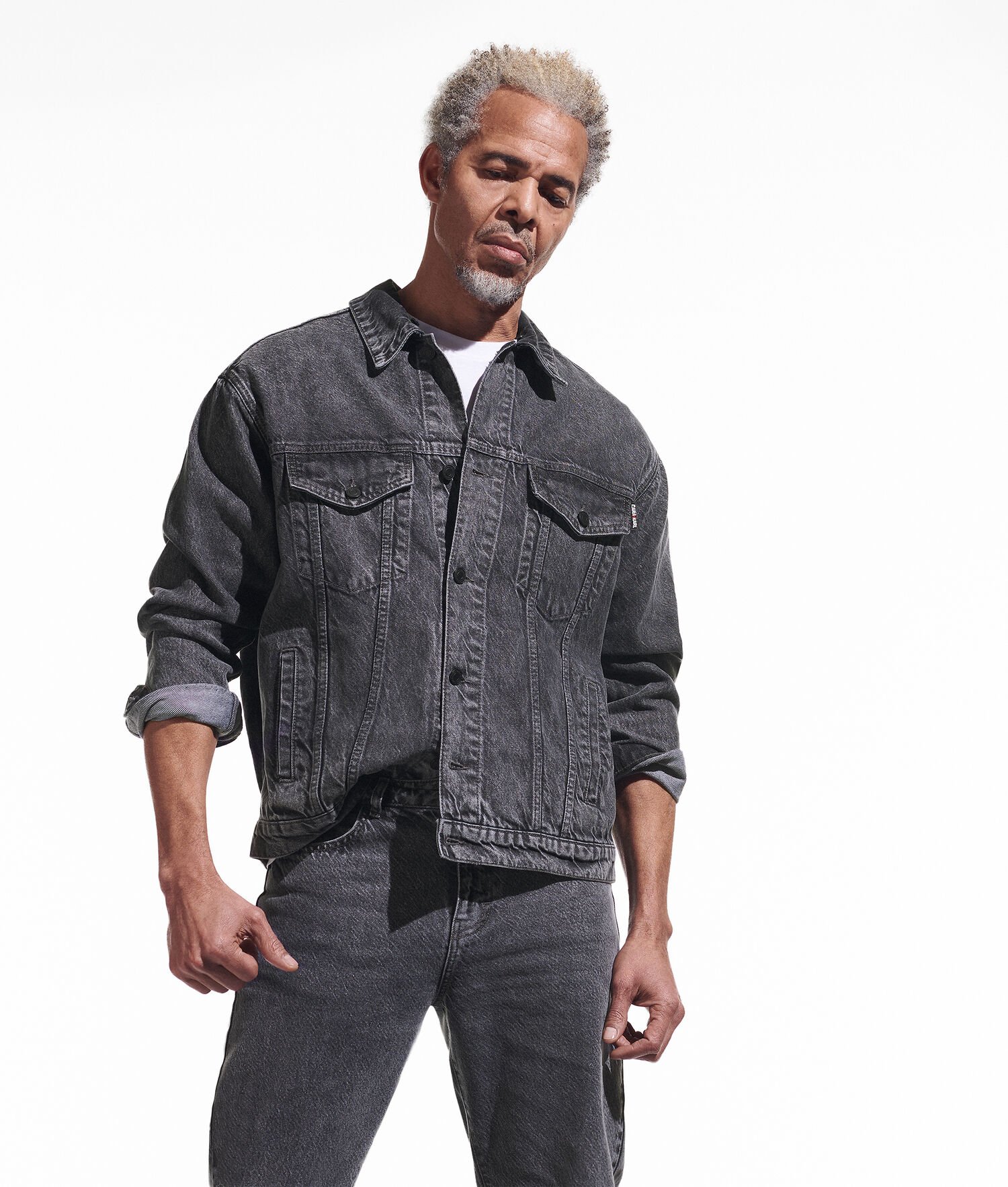 Grey Men\'s Karl Lagerfeld Cara Loves Karl Longline Denim Jackets | AE124YZJW