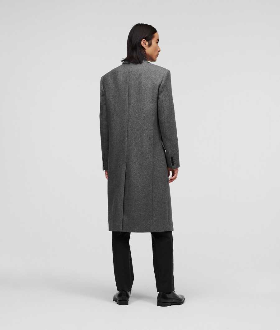 Grey Men's Karl Lagerfeld Double-breasted Tailored Coats | AE412IDZA