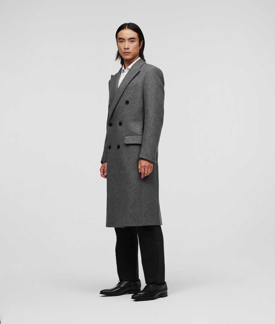 Grey Men's Karl Lagerfeld Double-breasted Tailored Coats | AE412IDZA