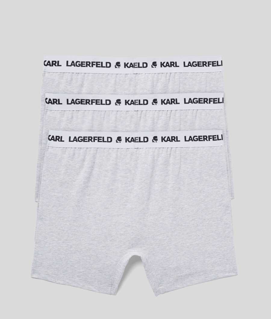 Grey Men's Karl Lagerfeld Karl Logo Monochrome Trunks - 3 Pack Underwear | AE251NSCY