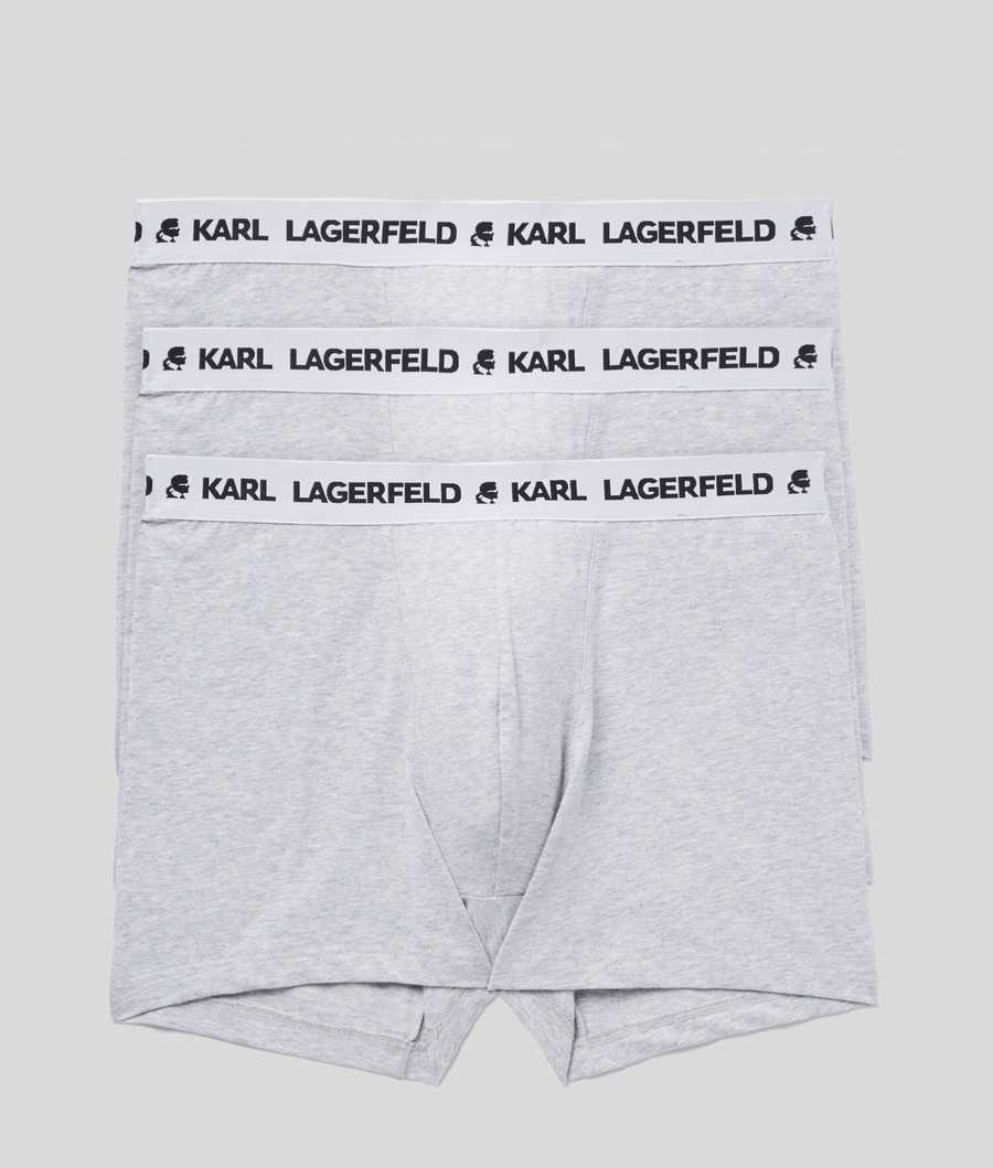 Grey Men\'s Karl Lagerfeld Karl Logo Monochrome Trunks - 3 Pack Underwear | AE251NSCY