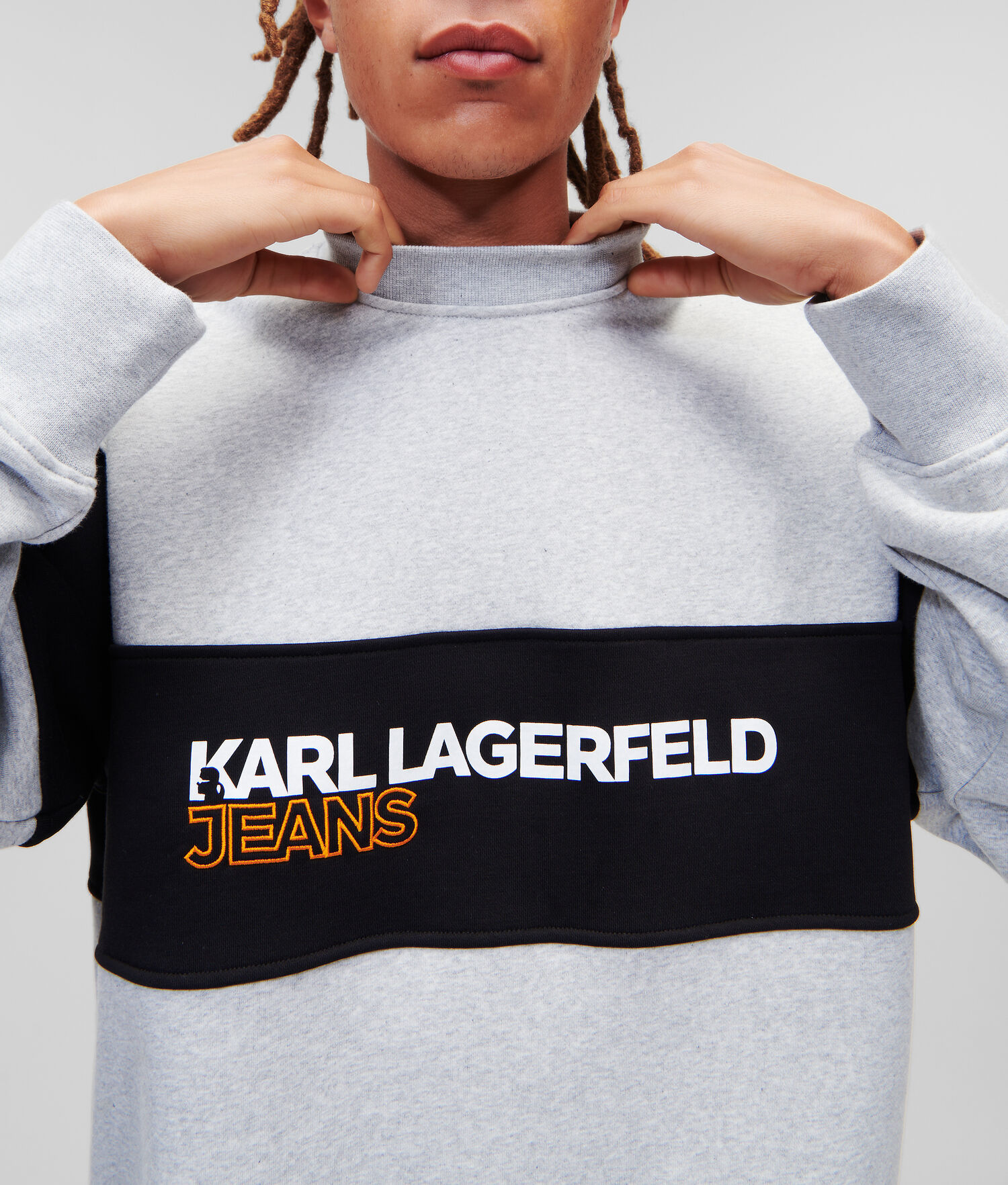 Grey Men's Karl Lagerfeld Klj Logo Block Sweatshirts | AE847LEKS