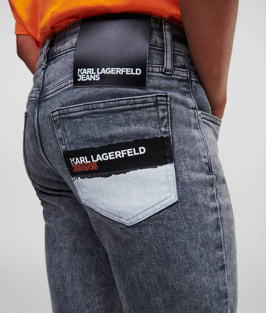 Grey Men's Karl Lagerfeld Klj Paint Logo Slim Jeans | AE534ALBI