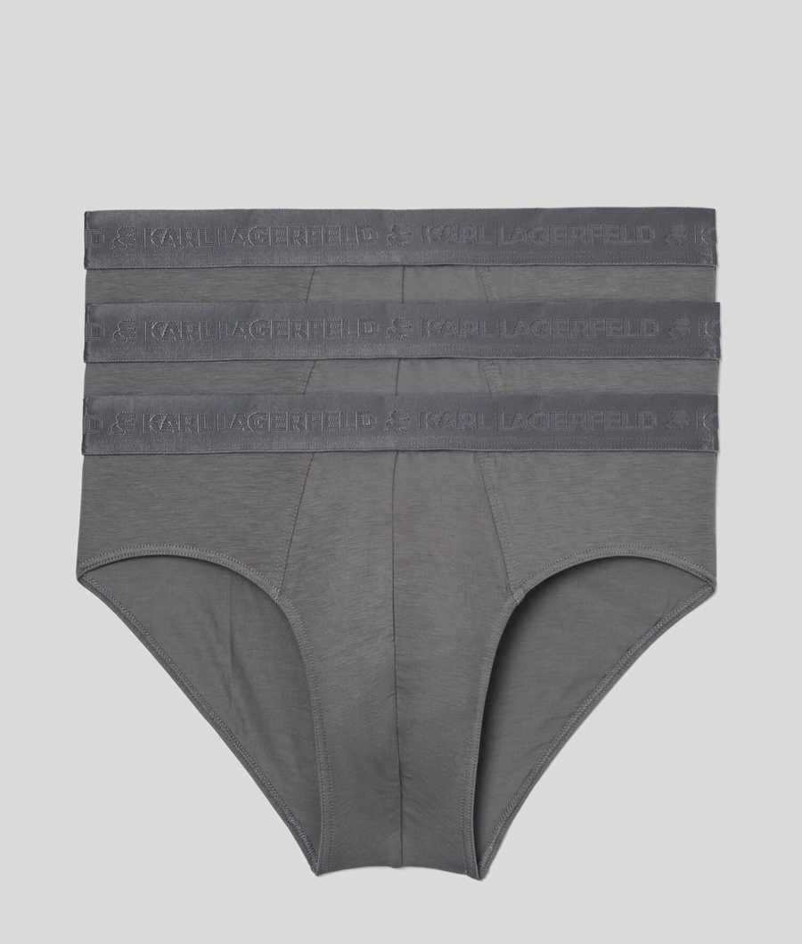 Grey Men's Karl Lagerfeld Premium Karl Logo Brief – 3 Pack Underwear | AE107XKOS