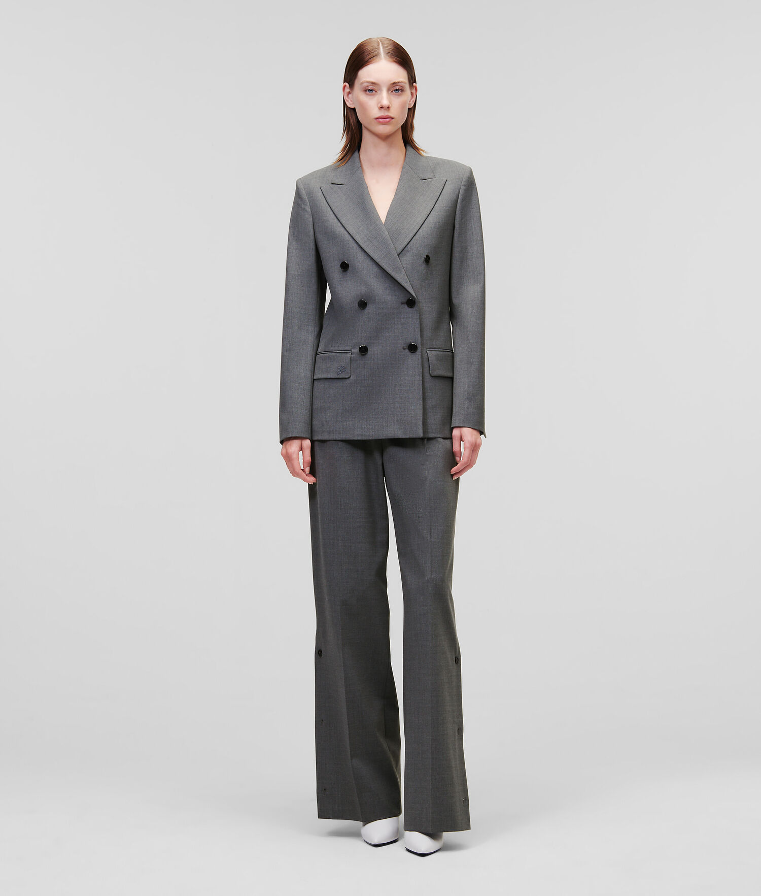 Grey Women's Karl Lagerfeld Double-breasted Blazers | AE120SEKM