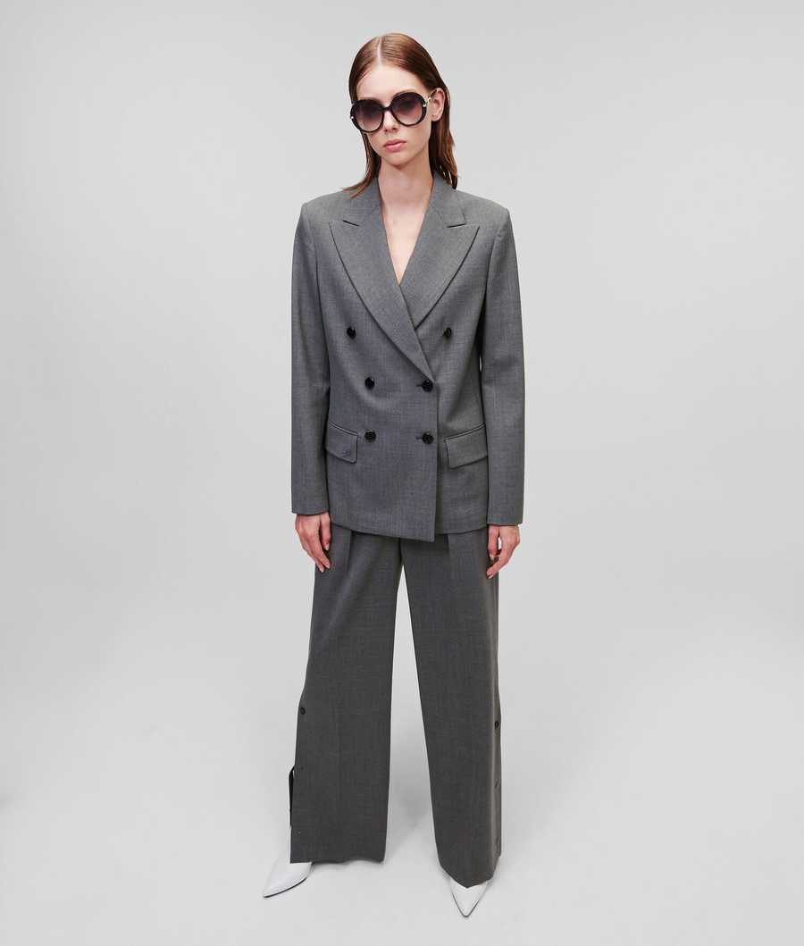 Grey Women's Karl Lagerfeld Double-breasted Blazers | AE120SEKM