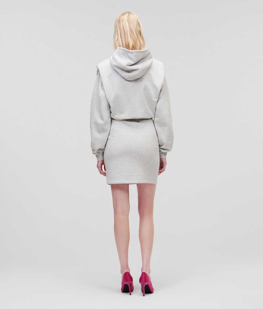 Grey Women's Karl Lagerfeld Hooded Dresses | AE975XRNS