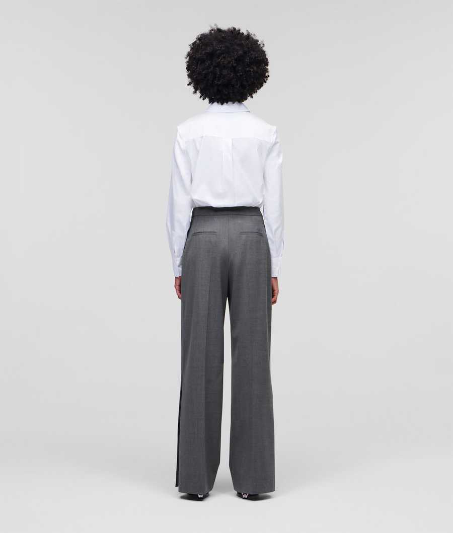 Grey Women's Karl Lagerfeld Wide-leg Pants | AE135RLUB