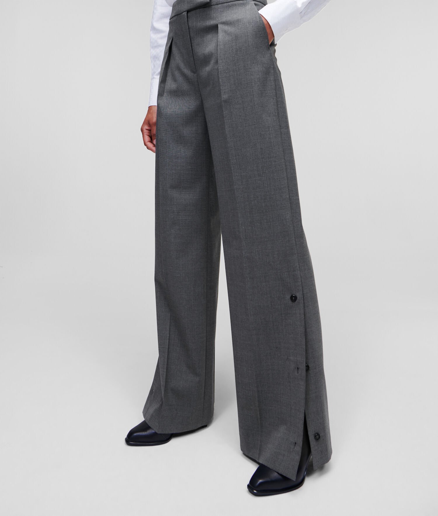 Grey Women's Karl Lagerfeld Wide-leg Pants | AE135RLUB