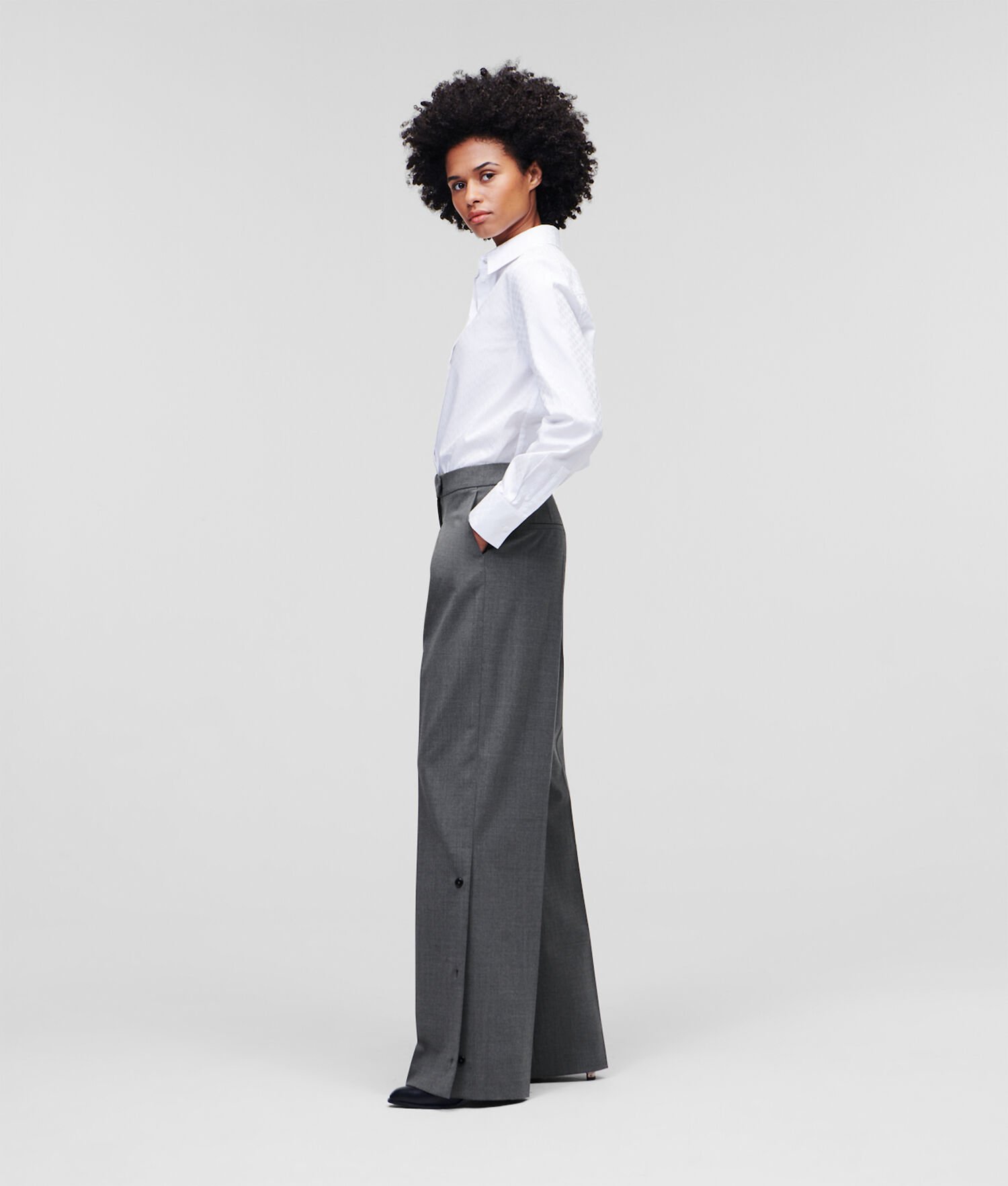 Grey Women's Karl Lagerfeld Wide-leg Pants | AE135RLUB