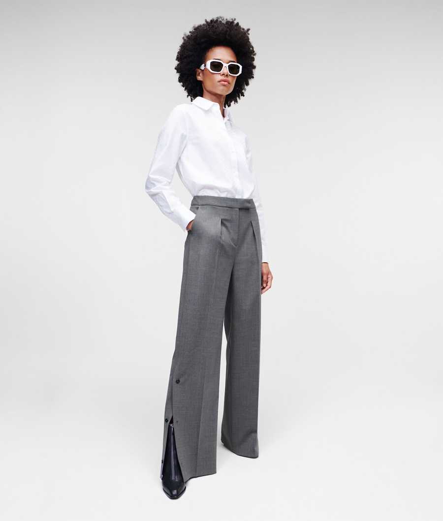 Grey Women's Karl Lagerfeld Wide-leg Pants | AE135RLUB