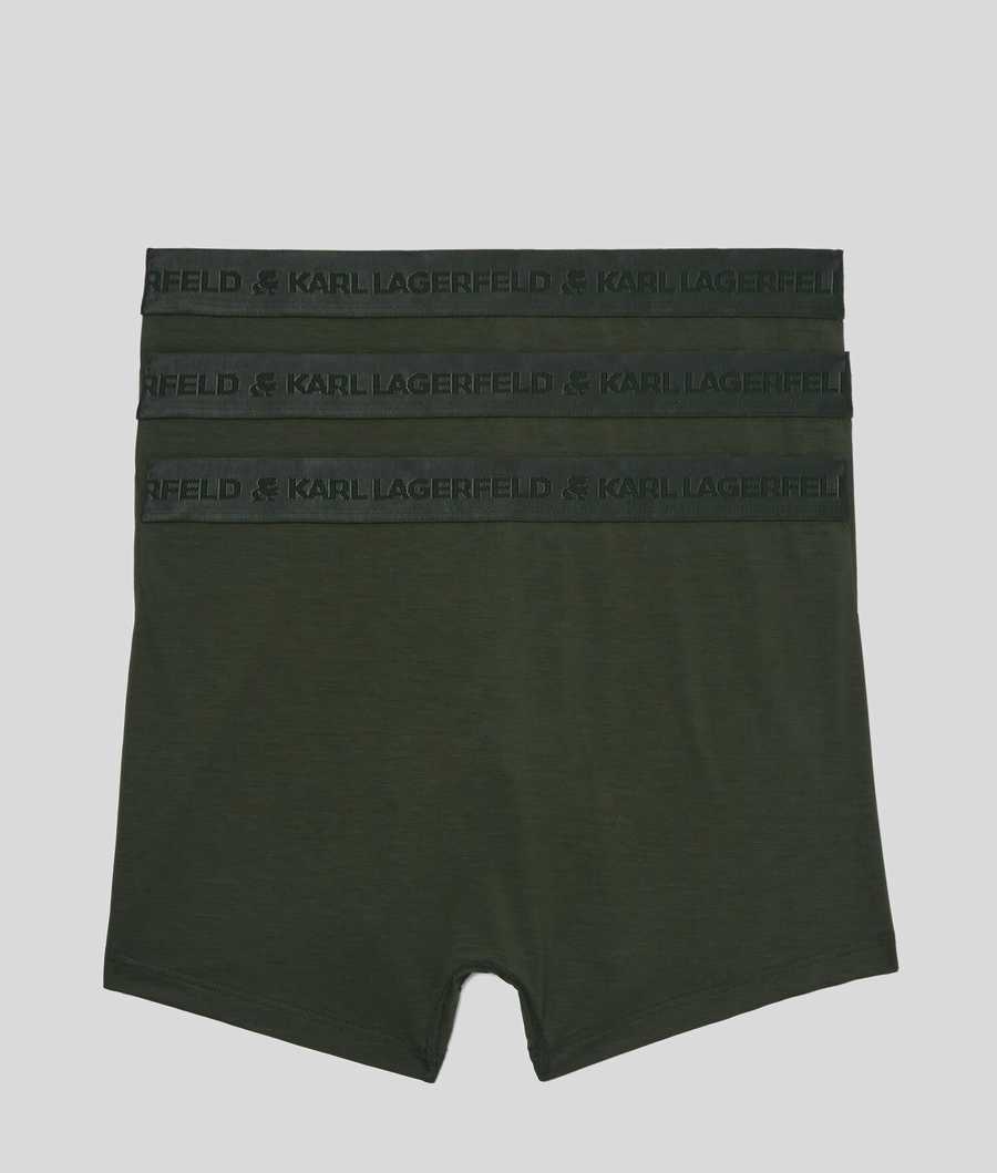 Khaki Men's Karl Lagerfeld Premium Karl Logo Trunks – 3 Pack Underwear | AE648VYKE