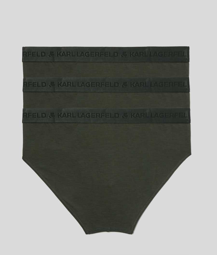 Khaki Men's Karl Lagerfeld Premium Karl Logo Brief – 3 Pack Underwear | AE804EZTD