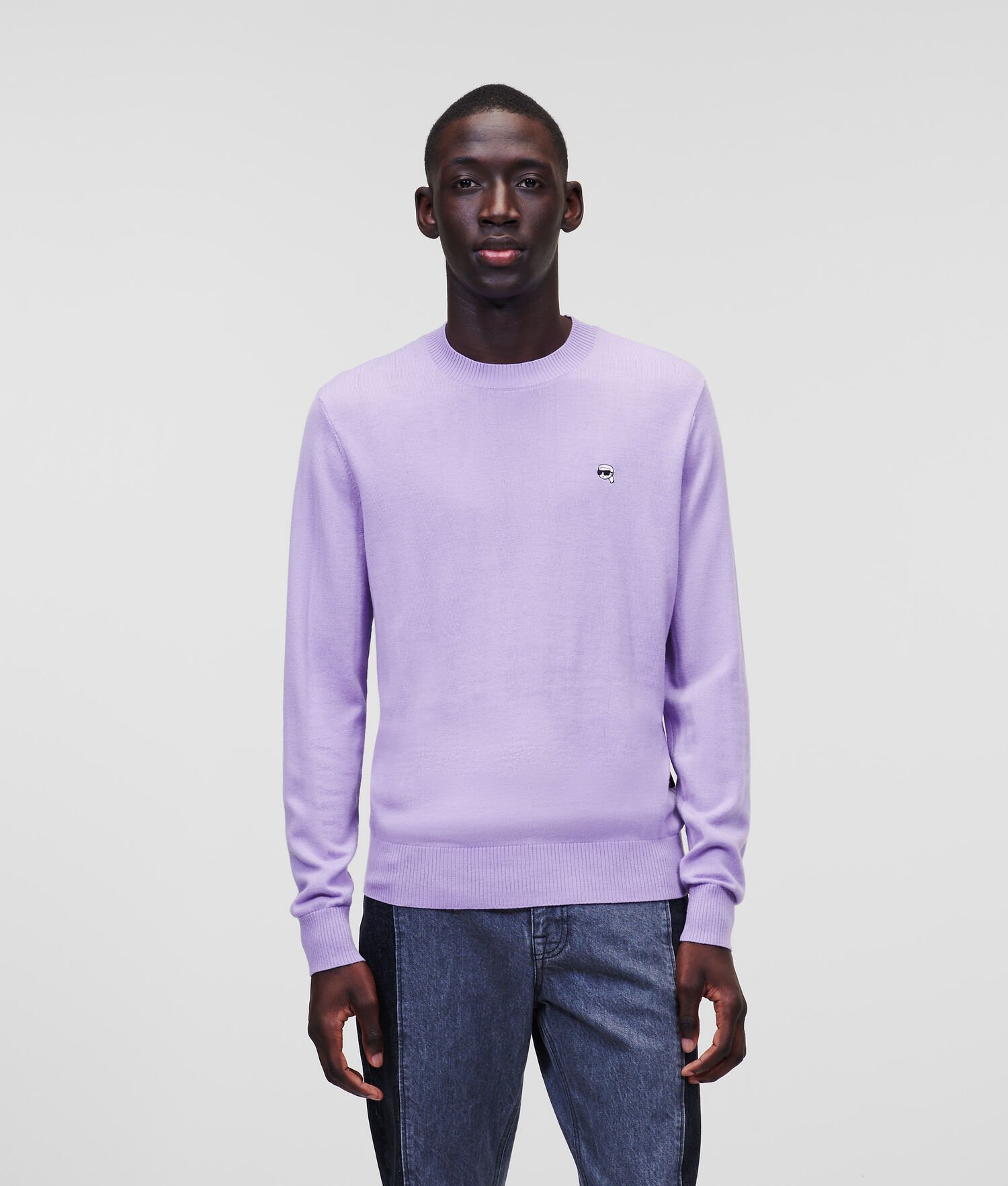 Lavender Men's Karl Lagerfeld Ikonik 2.0 Merino Wool Knitwear | AE085NQJU