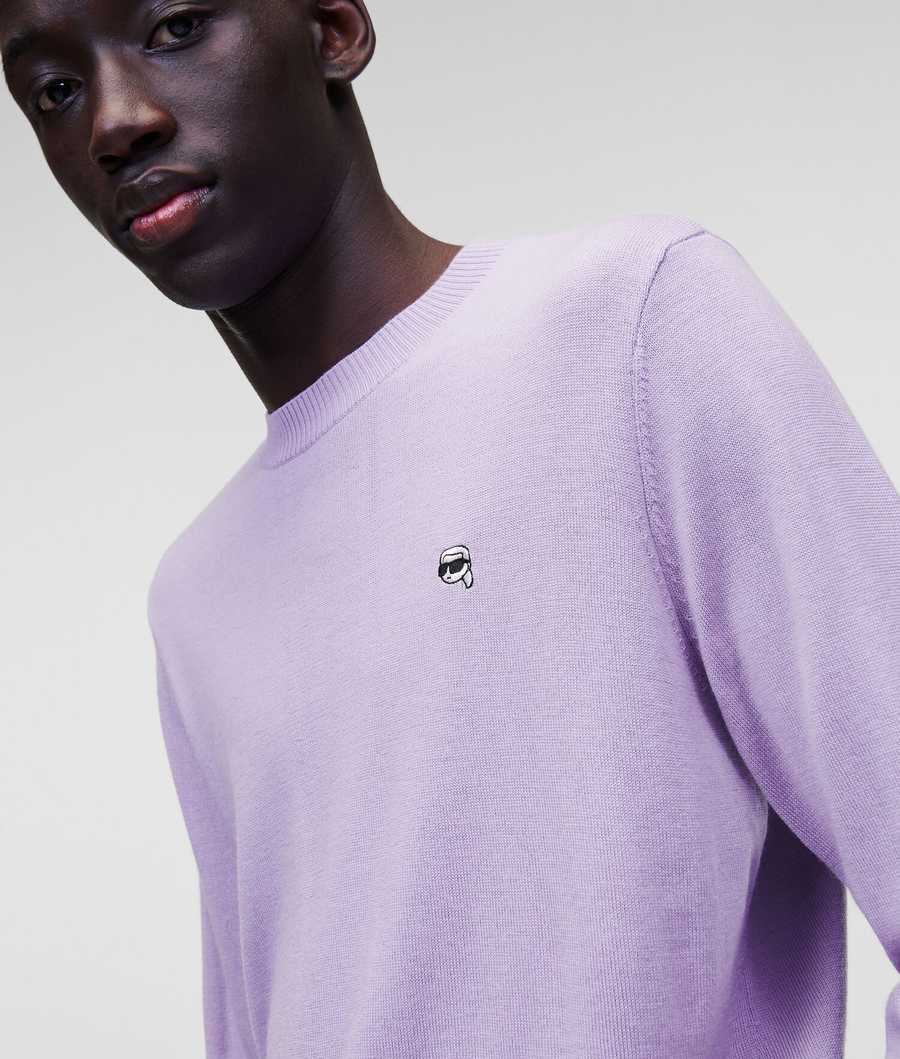 Lavender Men's Karl Lagerfeld Ikonik 2.0 Merino Wool Knitwear | AE085NQJU