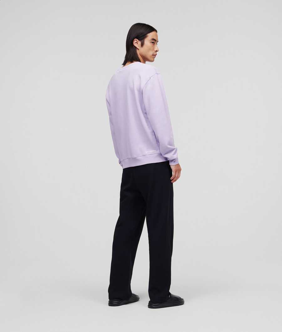 Lavender Men's Karl Lagerfeld Ikonik 2.0 Patch Sweatshirts | AE824LDSP