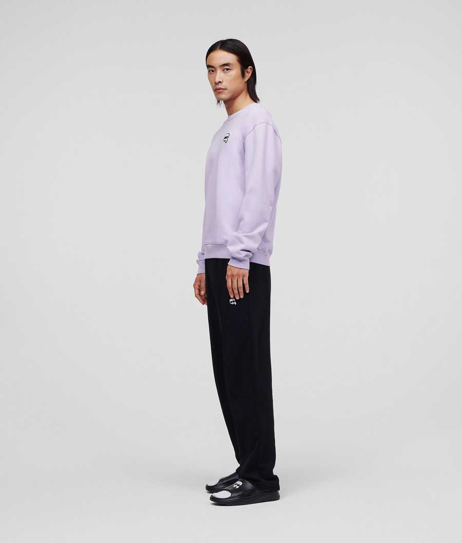 Lavender Men's Karl Lagerfeld Ikonik 2.0 Patch Sweatshirts | AE824LDSP