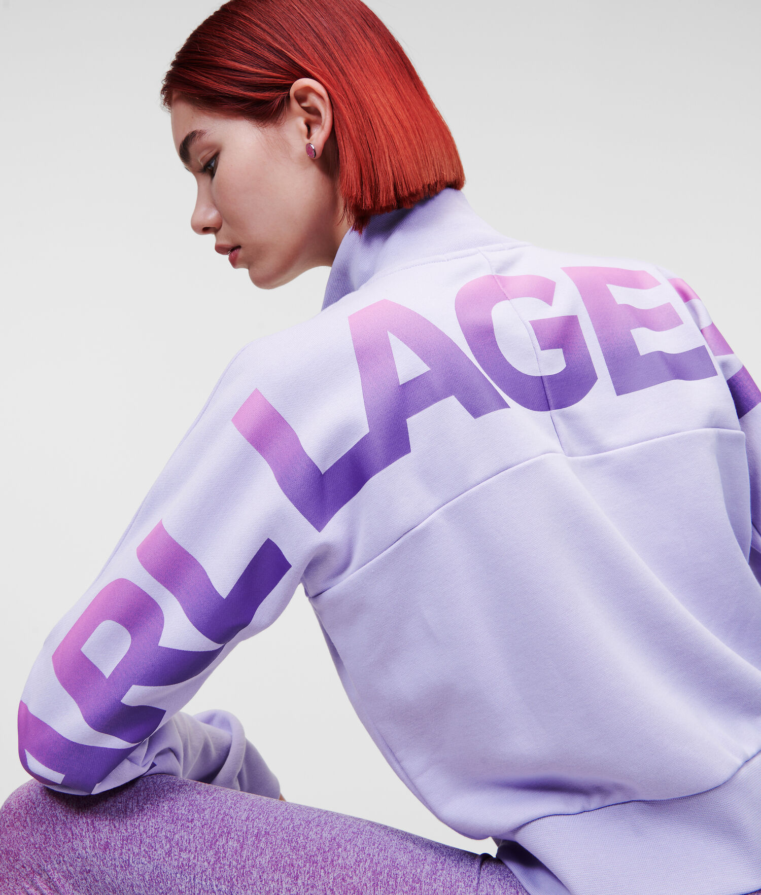 Lavender Women's Karl Lagerfeld Ombré Karl Logo Zip-up Sweatshirts | AE874BGOJ