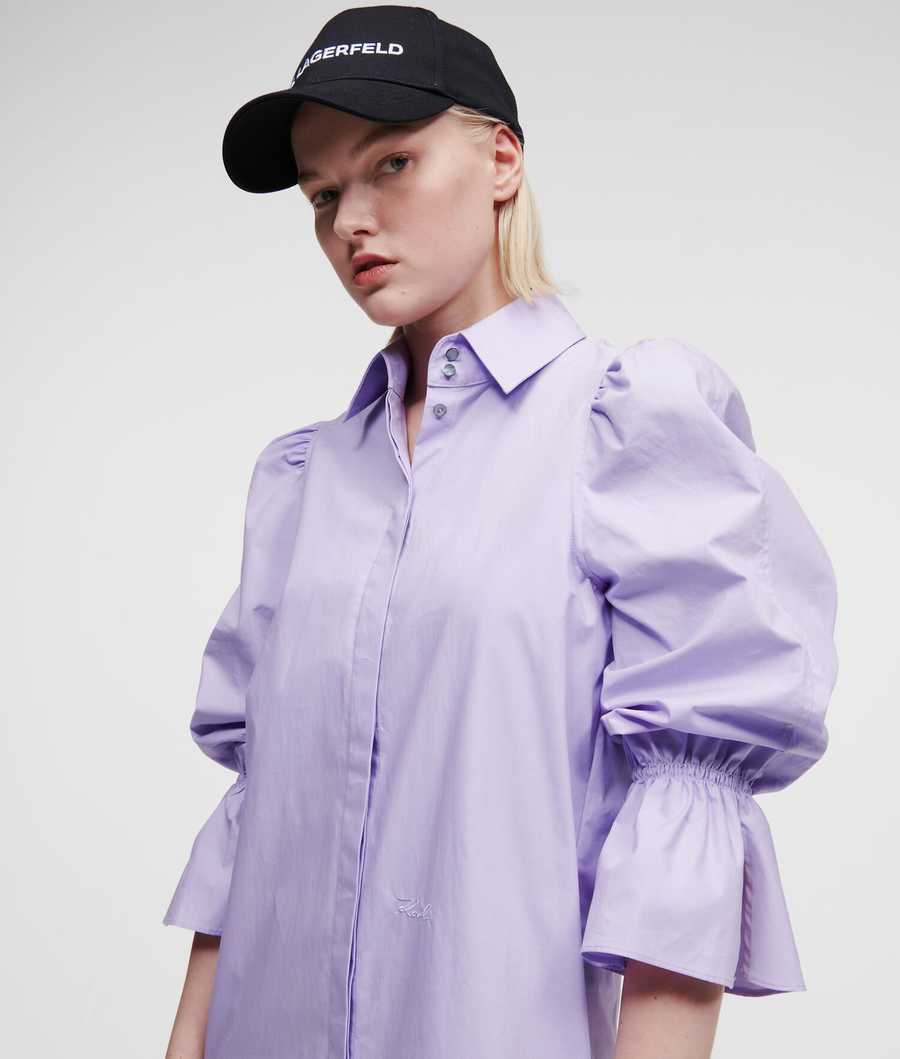 Lavender Women's Karl Lagerfeld Puff-sleeve Poplin Dresses | AE582IMKT