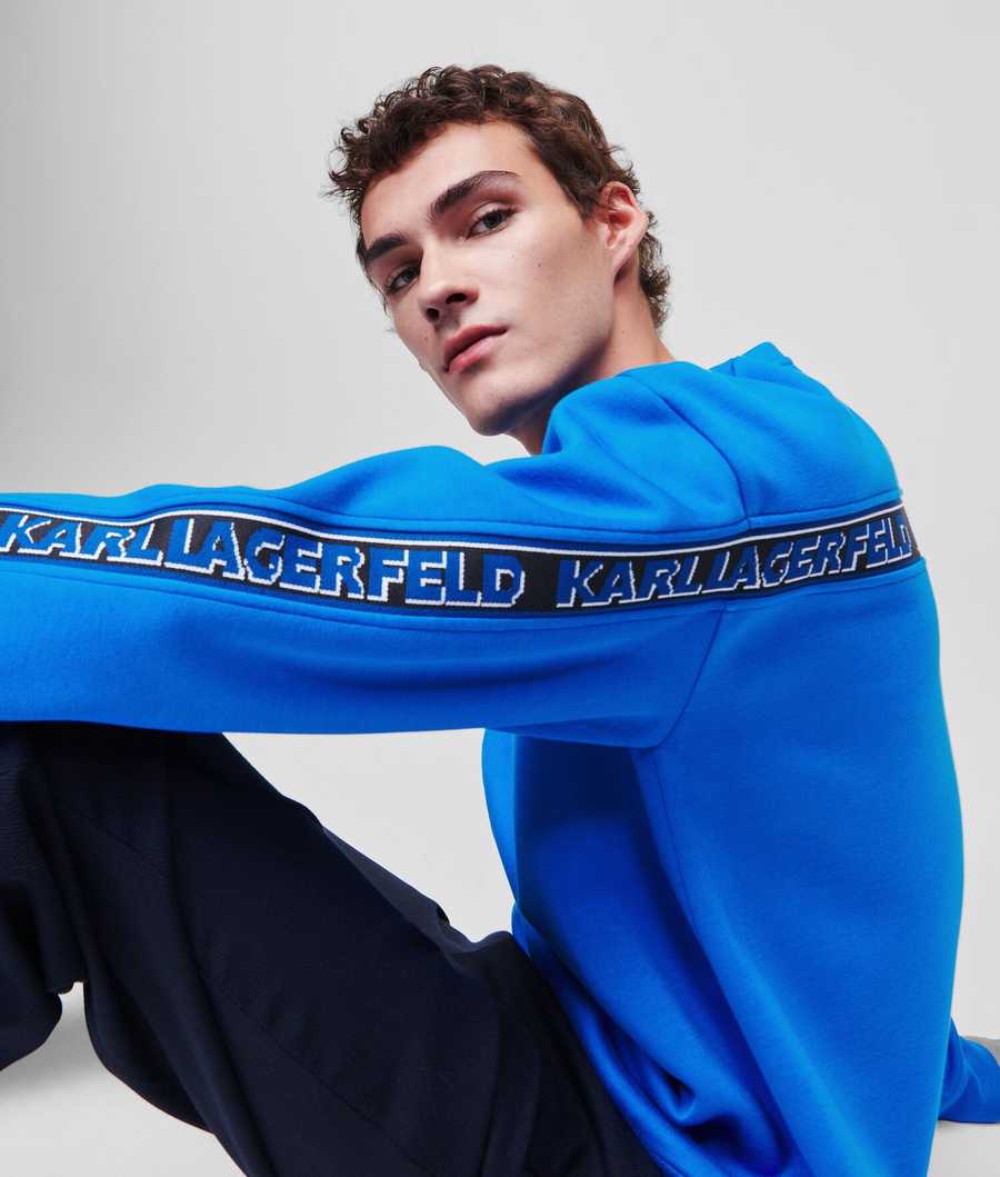 Light Blue Men's Karl Lagerfeld Karl Logo Tape Sweatshirts | AE475XKZC