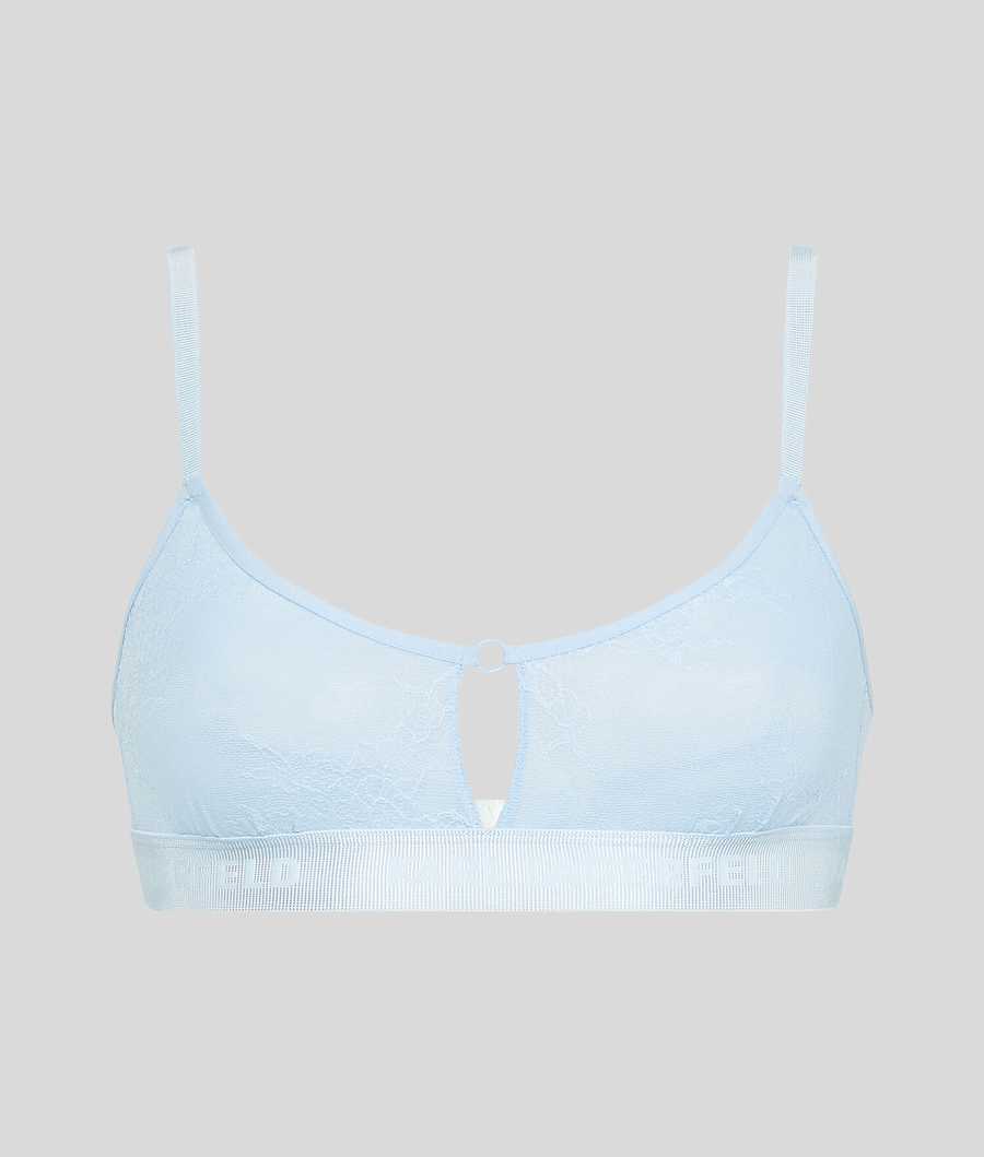 Light Blue Women's Karl Lagerfeld Keyhole Lace Bralette Underwear | AE315KAXO